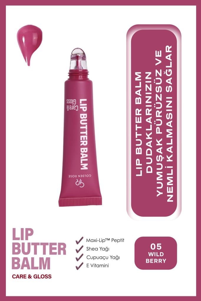 Golden Rose Lip Butter Balm No: 05 Wild Berry Nemlendirici ve Parlatıcı Dudak Balmı