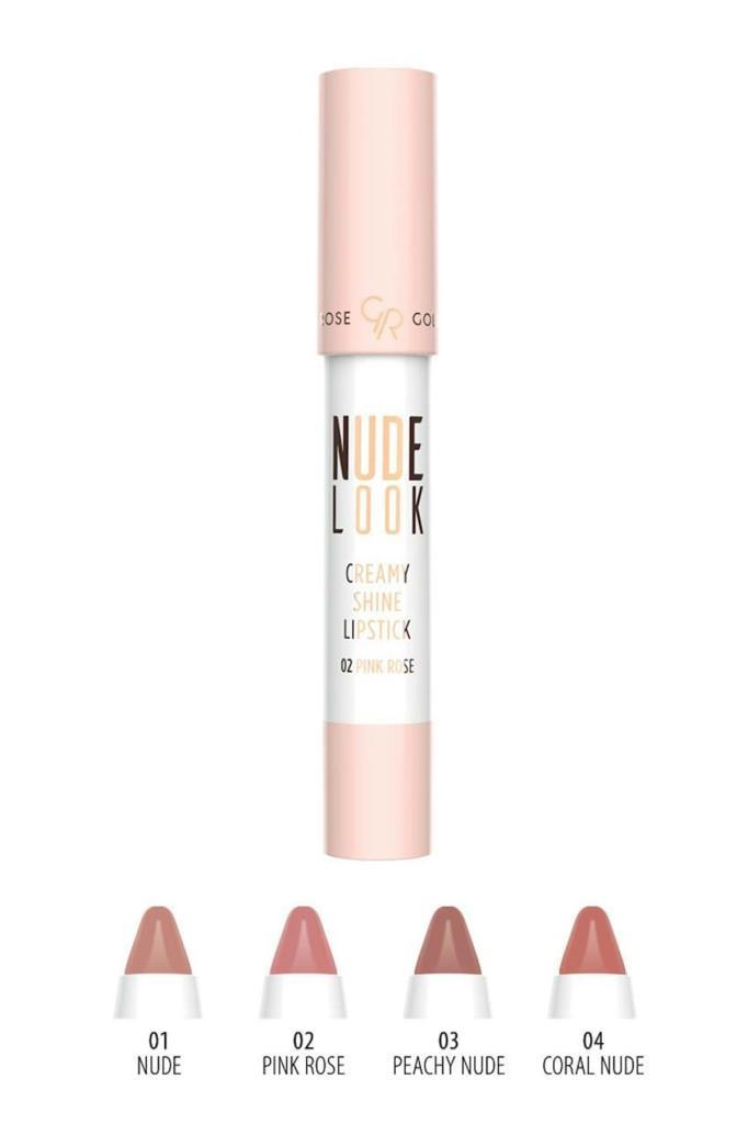 Golden Rose Nude Look Creamy Shine Lipstick 04 Coral Nude Ruj