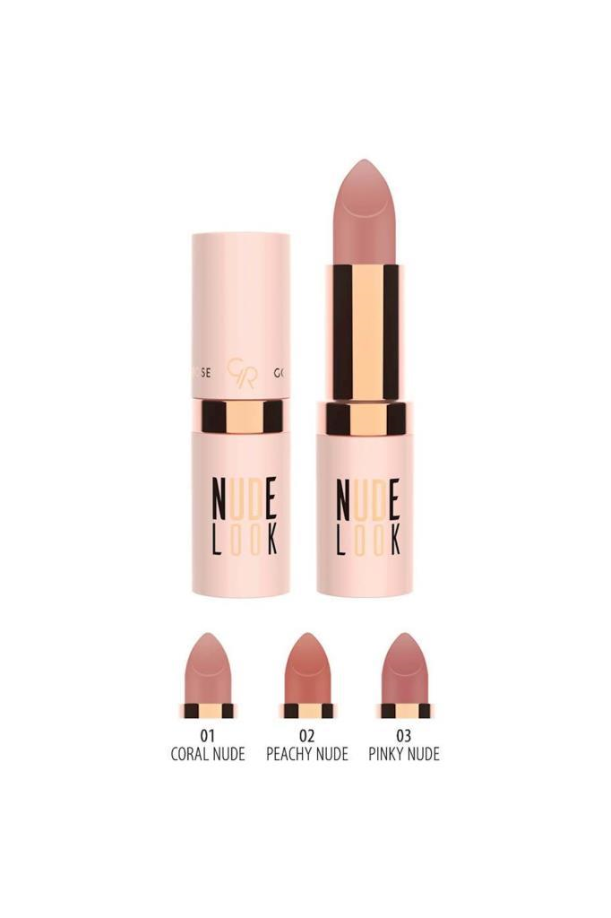 Golden Rose Nude Look Matte Lipstick 01 Coral Nude Ruj