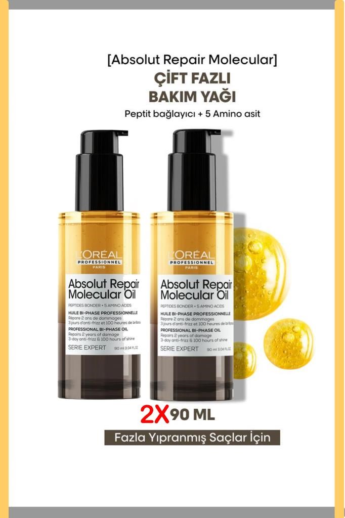 Loreal Professionnel Absolut Repair Molecular Çift Fazlı Saç Bakım Yağı 90 ml x 2 Adet 