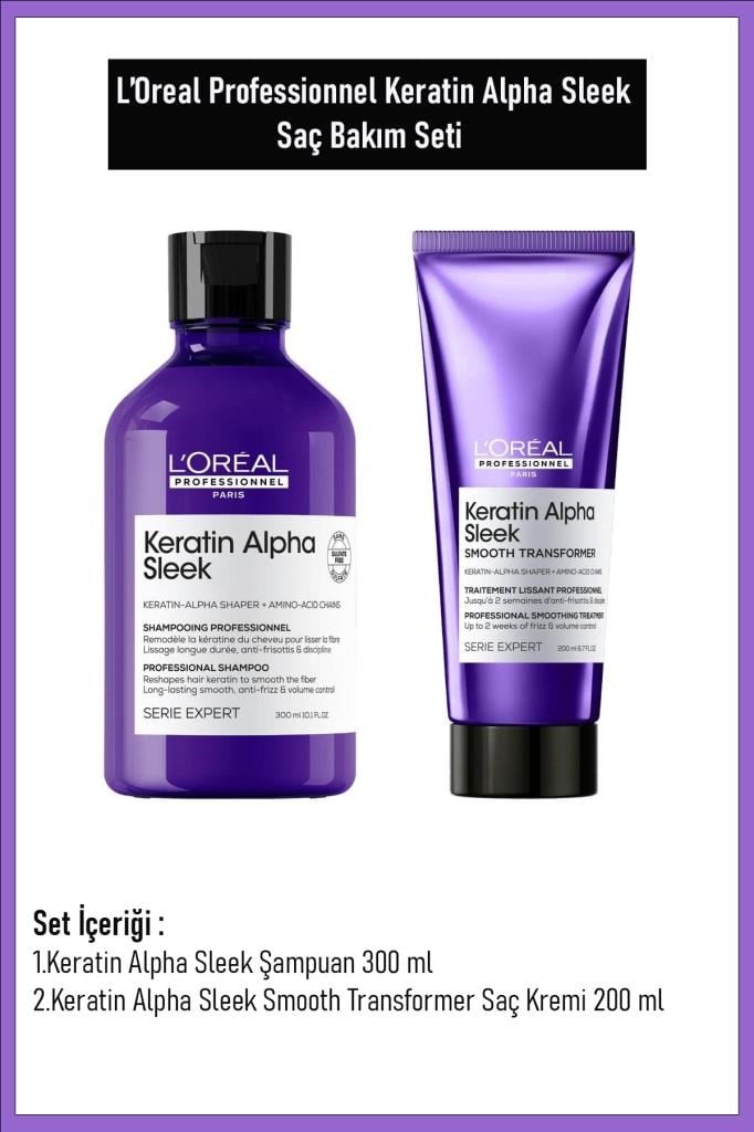 Loreal Professionnel Keratin Alpha Sleek Saç Bakım 2 Li Set 300 ML