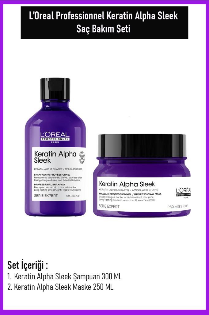 Loreal Professionnel Keratin Alpha Sleek Saç Bakım Seti 300 ML