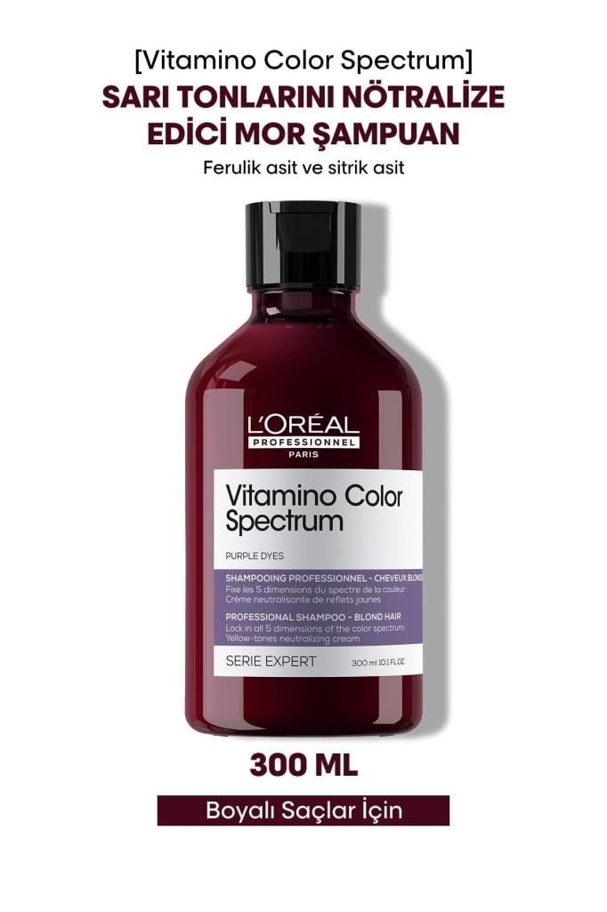 Loreal Professionnel Vitamino Color Spectrum Sarı Saçlar İçin Sarı Tonlarını Nötralize Edici Mor Şampuan 300 ml