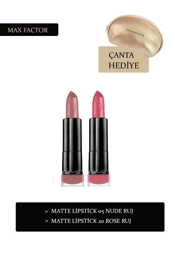 Max Factor Matte Çanta Hediyeli 2-Li Ruj Seti 