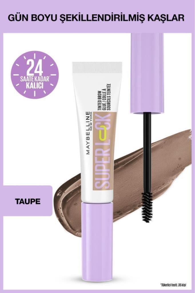 Maybelline New York Super Lock Brow Glue -Taupe Kaş Sabitleyici Maskara 