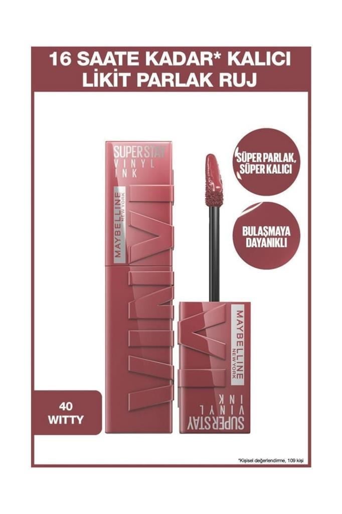 Maybelline New York Super Stay Vinyl Ink 40 Witty Ruj