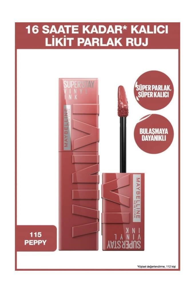 Maybelline New York Super Stay Vinyl Ink 115 Peppy Ruj