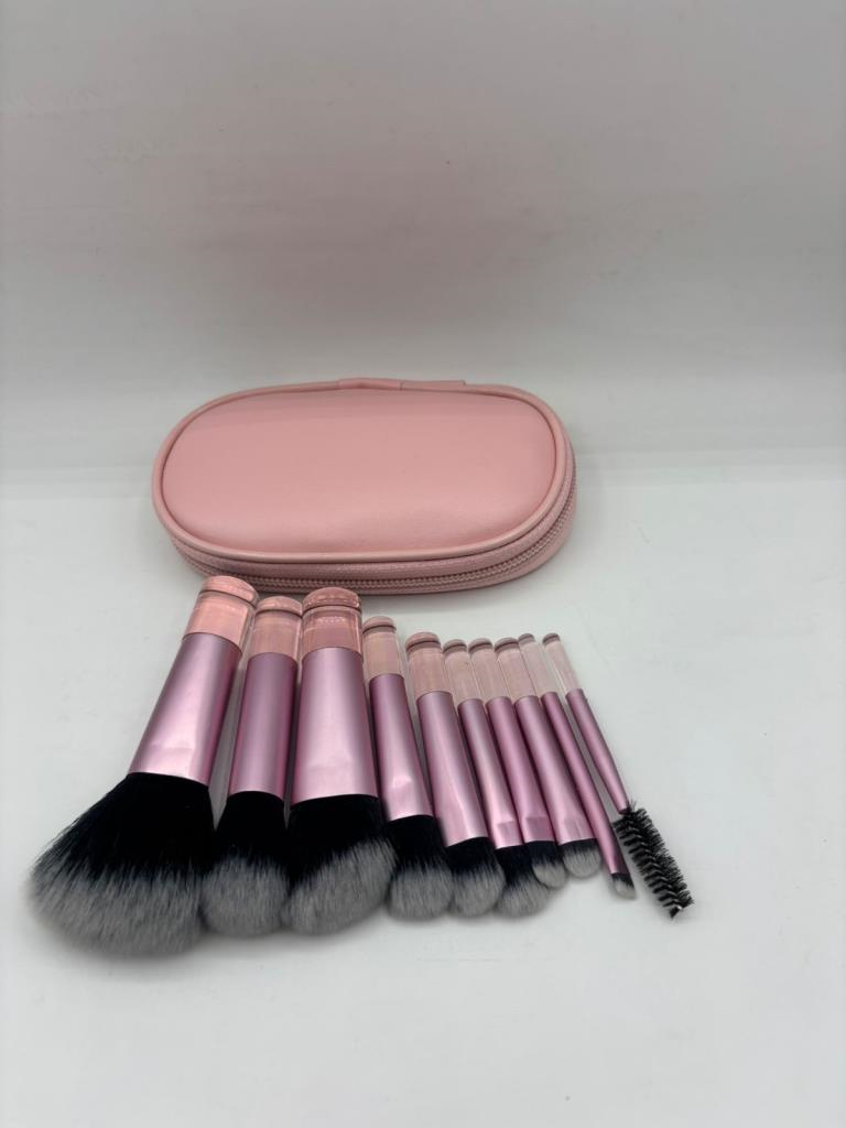 MYKOZMETİK 10 Lu Pembe Makyaj Fırça Seti