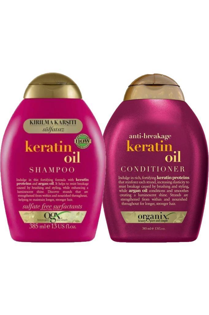 Organix Keratin Oil Şampuan 385 ml + Saç Kremi 385 ml