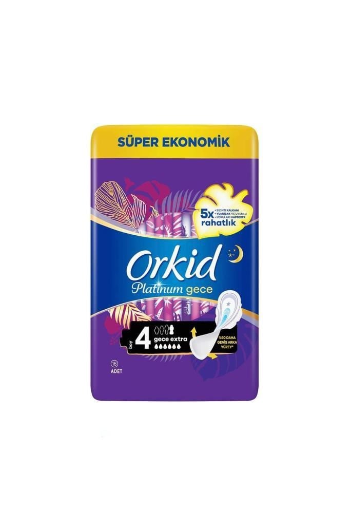 Orkid Platinum 4LÜ Gece Extra 16 Lı Hijyenik Ped