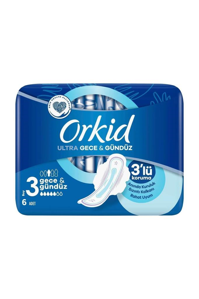Orkid Ultra Gece&Gündüz 3Lü Koruma 6 Adet Kadın Hijyenik Ped