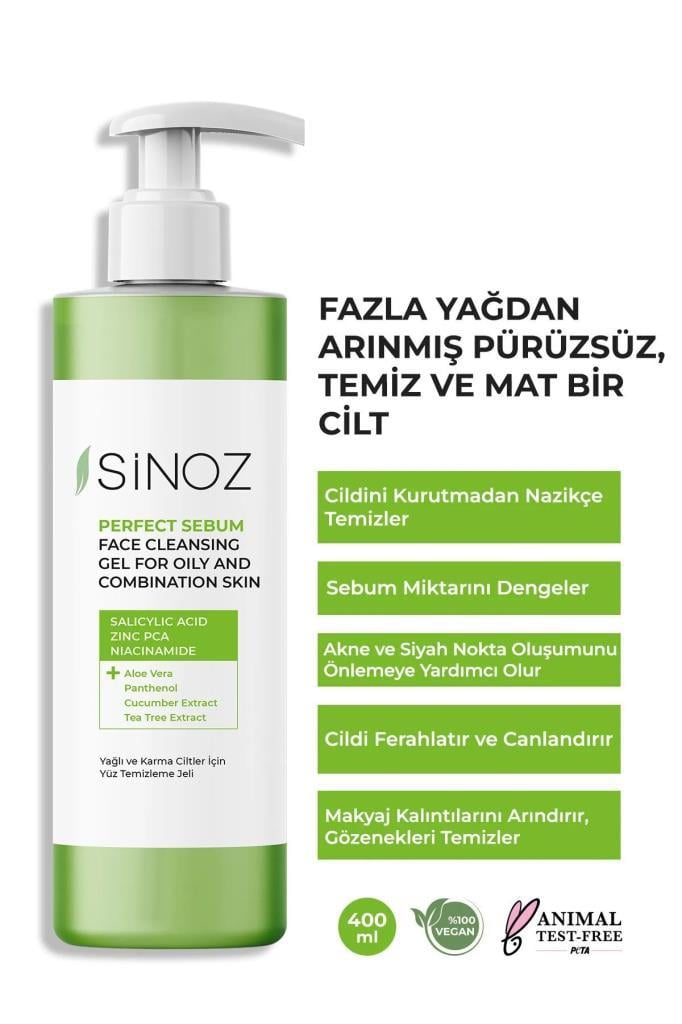 Sinoz Face Cleansing Gel Yağlı Karma Cilter Yüz Temizleme Jeli 200 ml