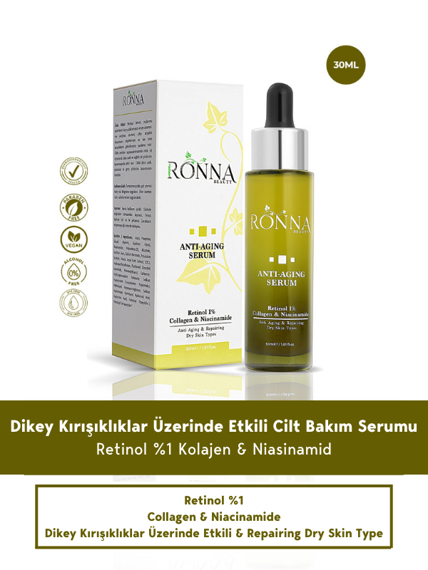 Ronna Beauty Yaşlanma Karşıtı Ve Aydınlatıcı Anti-Aging Serum 30 ml Retinol 1% Collagen Niacinamide