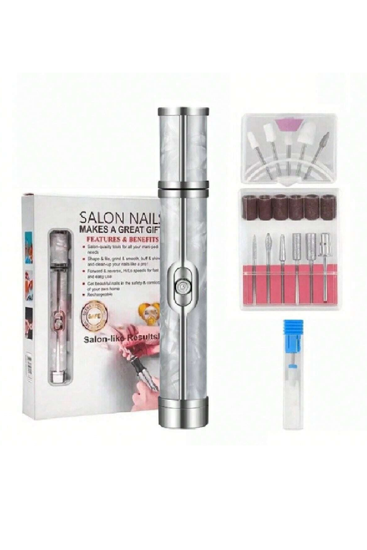 12 Parça Şarjlı Manikür Pedikür Freze Törpü Makinesi ve Tırnak Freze Seti