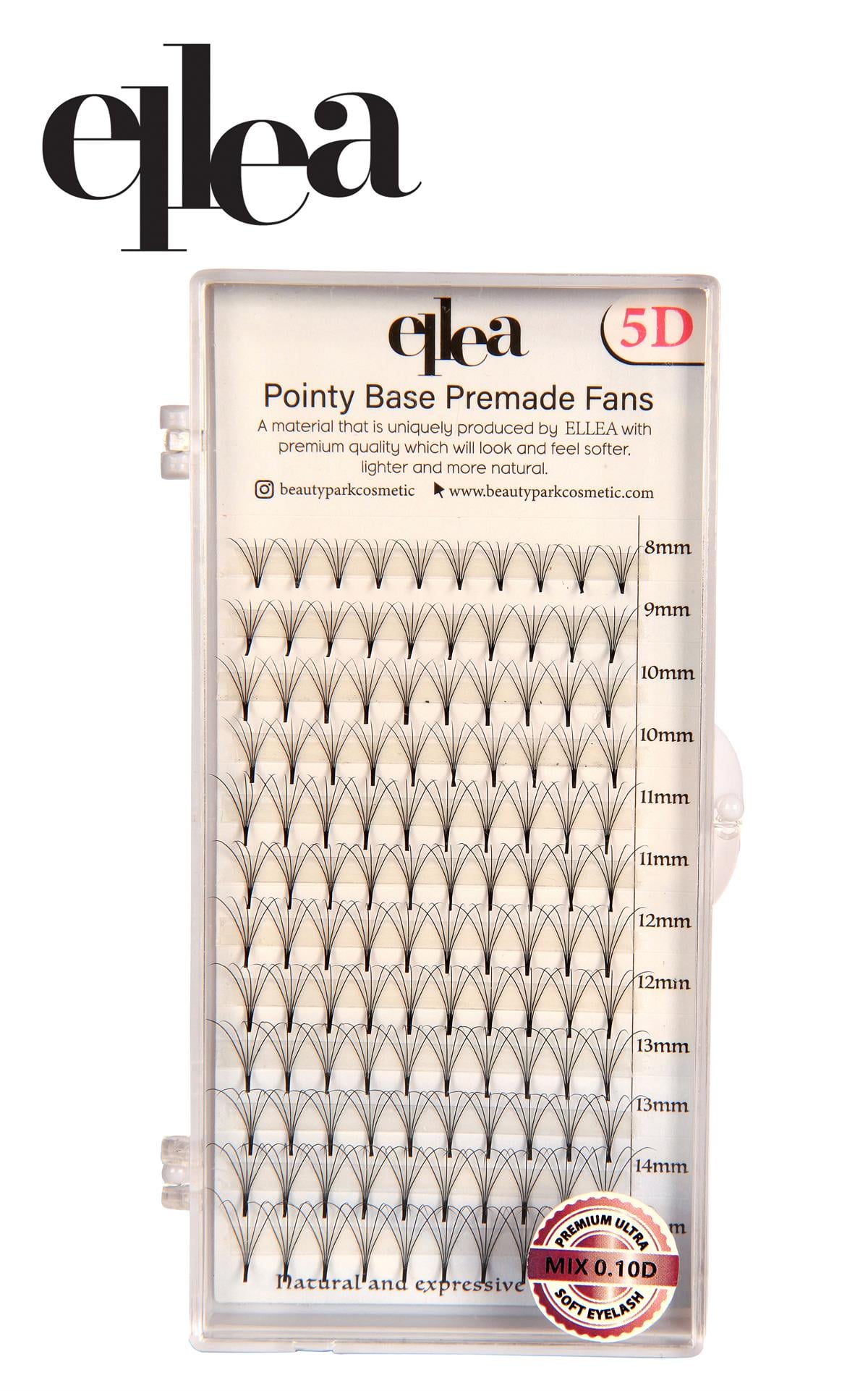 ELLEA 5D VOLÜME İPEK KİRPİK 0.10 KALINLIK D KIVRIM  8-15 MM BOY ARALIĞI MİX KUTU