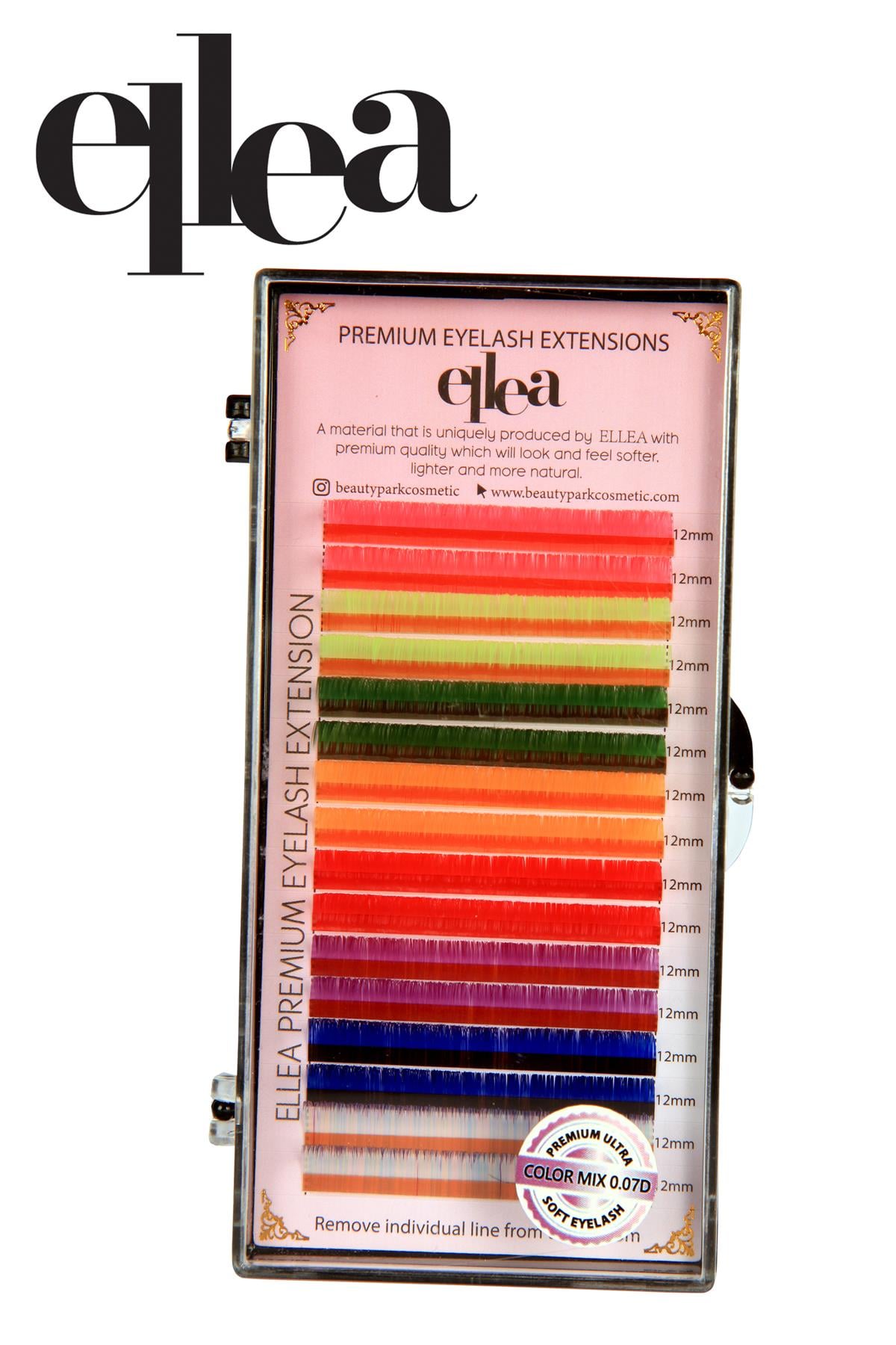 ELLEA KARIŞIK RENKLİ İPEK KİRPİK 0.7 KALINLIK D KIVRIM 12 MM UZUNLUK
