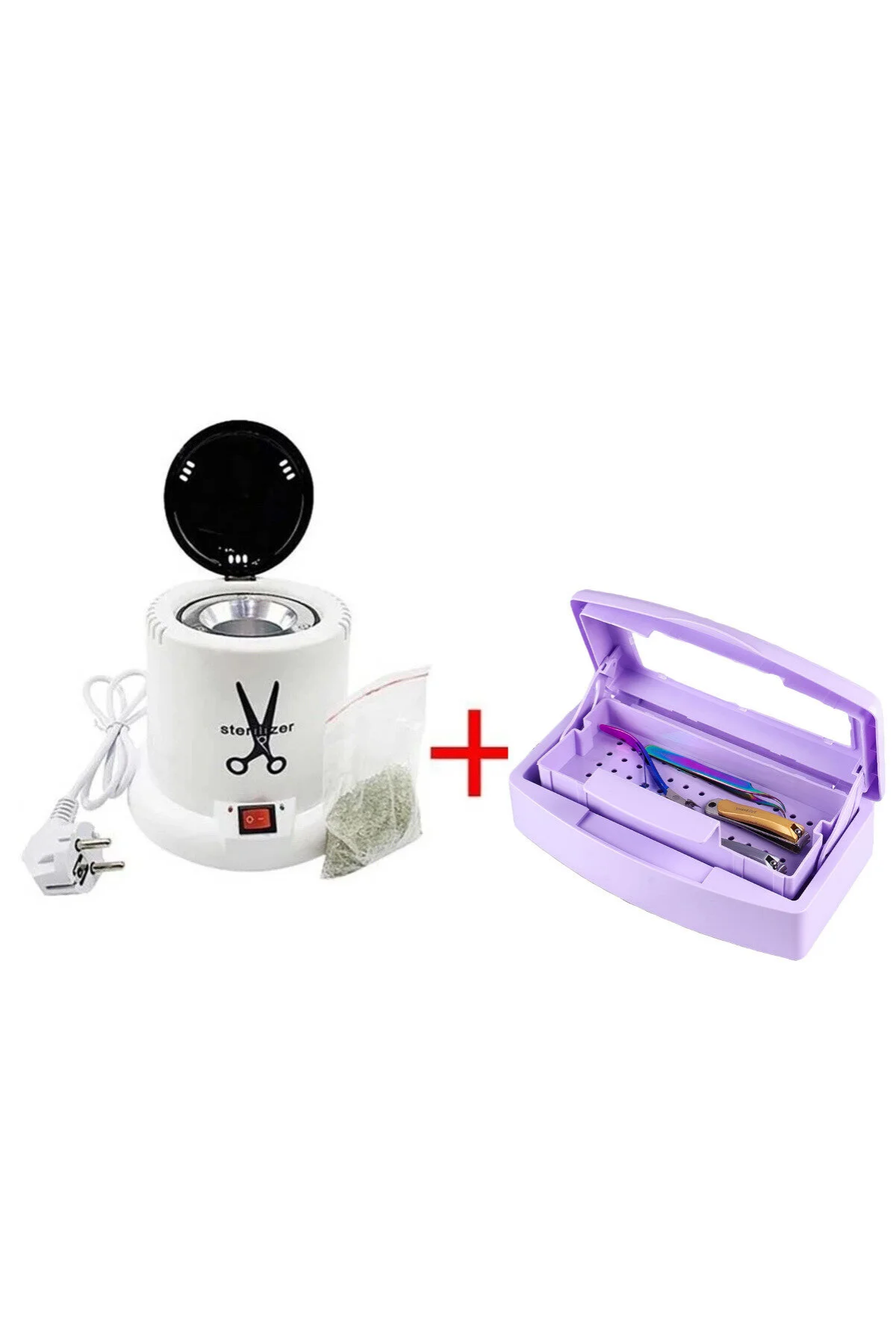 Ellea Nail 100 W Mini Sterilizasyon Makinesi Kuru Sistem Ve Asansörlü Steril Kutu Seti Mor
