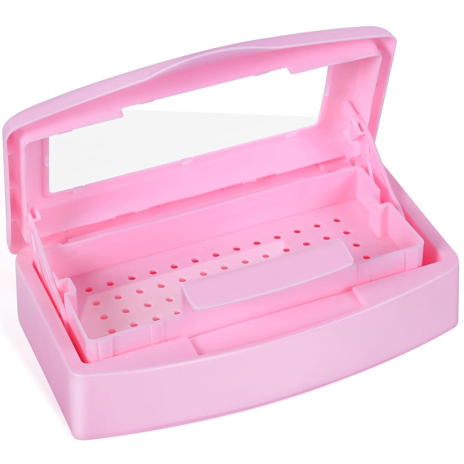 Ellea Nail Çift Bölmeli Manikür Pedikür Aletleri Sterilizasyon Kutusu Pembe