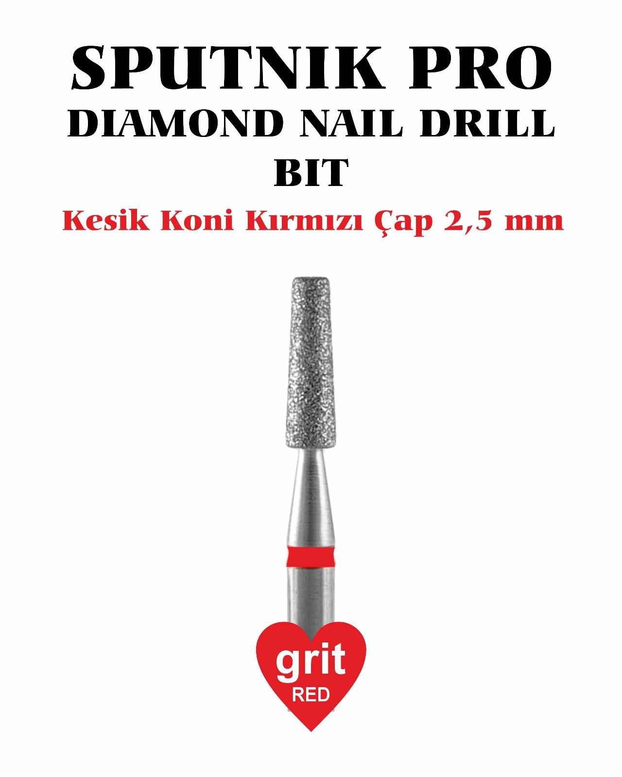 Elmas Kesik Koni Freze Kırmızı Çap 2,5mm