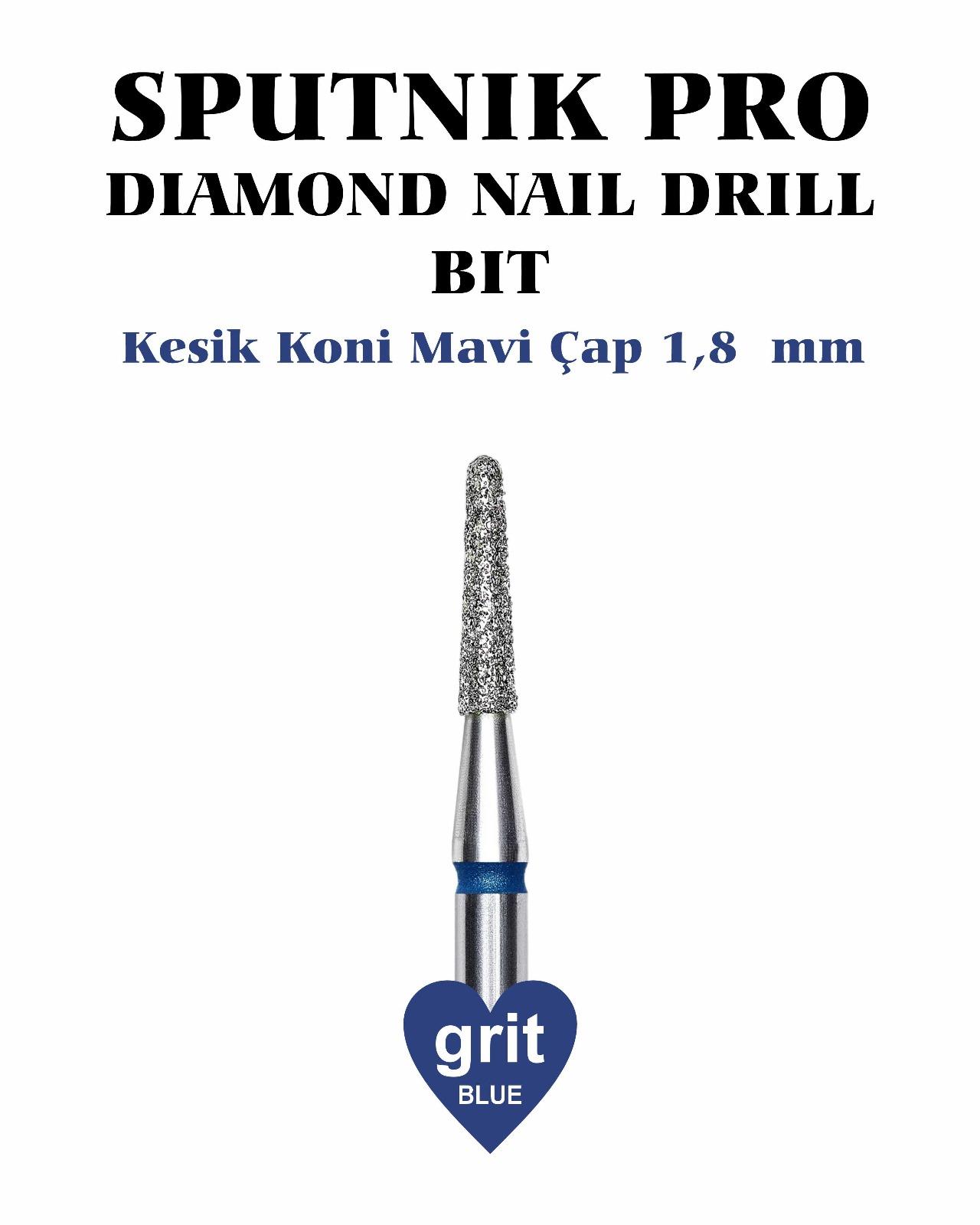 Elmas Kesik Koni Freze Mavi Çap 1,8mm