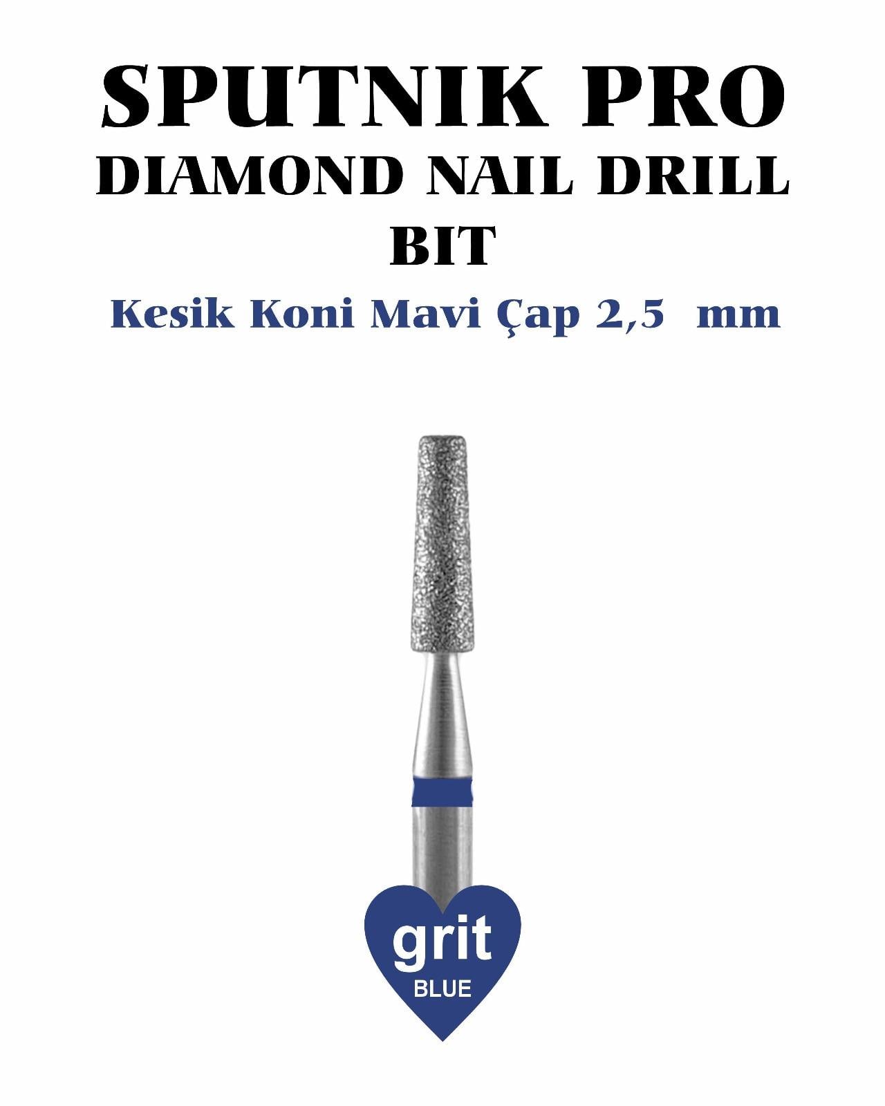 Elmas Kesik Koni Freze Mavi Çap 2,5mm