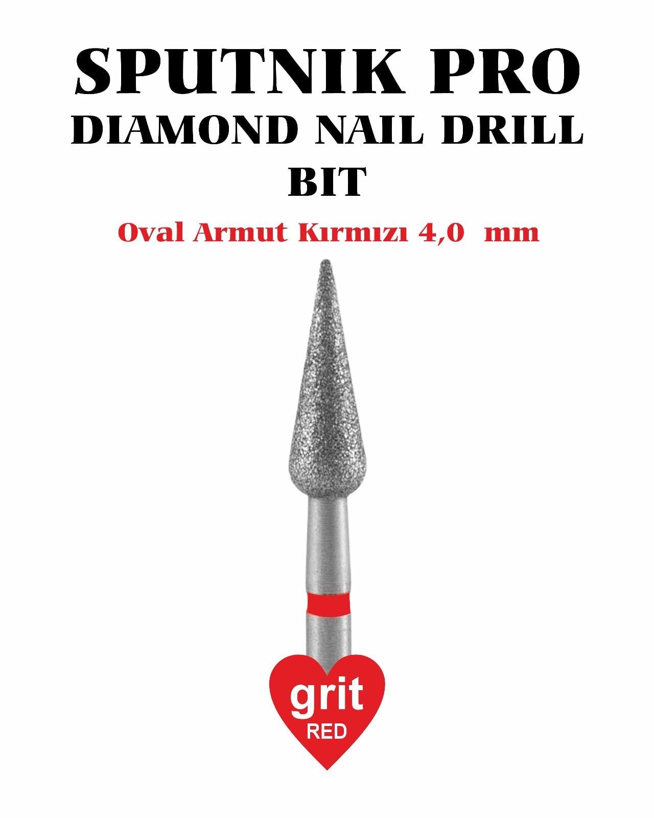 Elmas Oval Armut Freze Kırmızı Çap 4,0mm