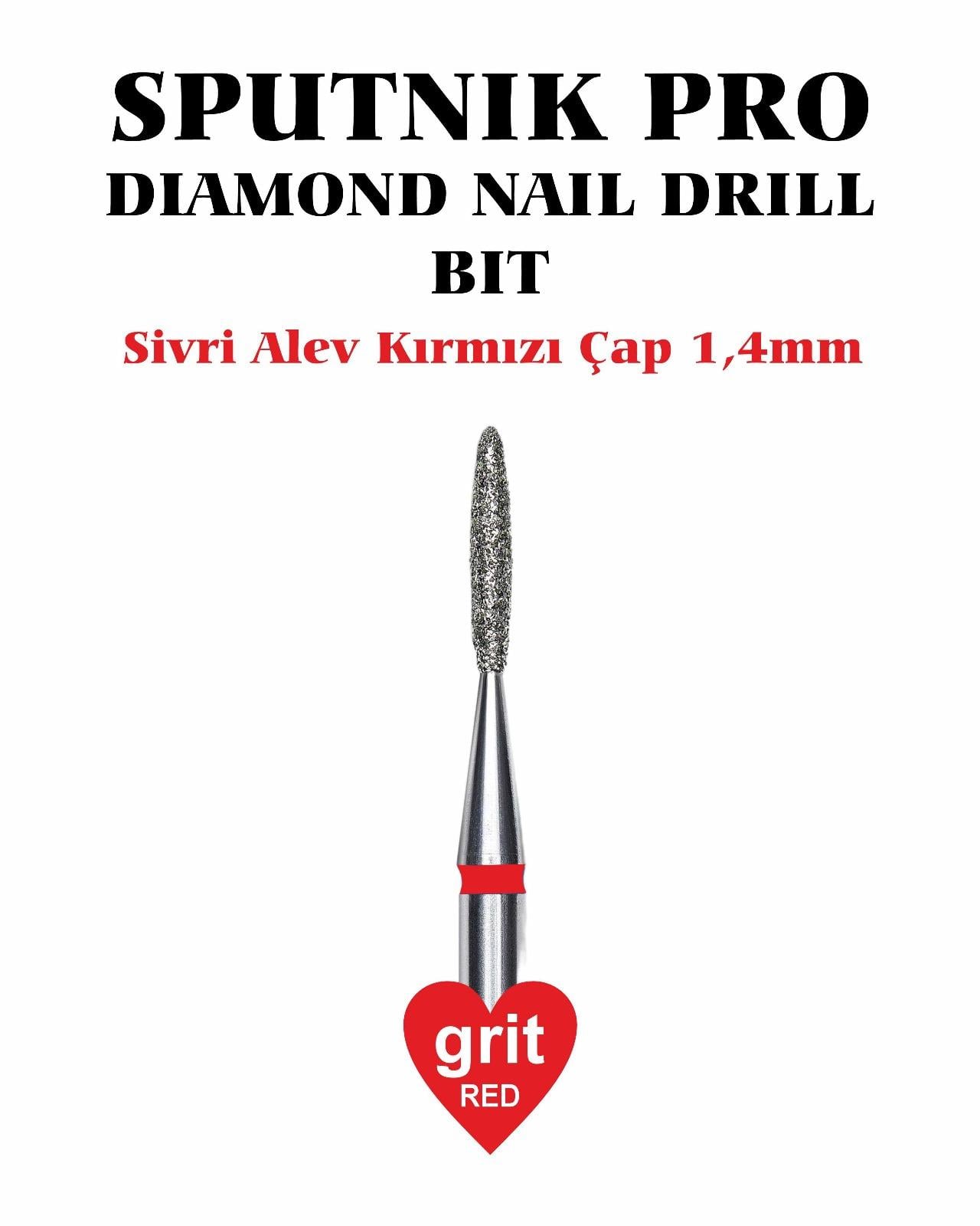 Elmas Sivri Alev Freze Kırmızı Çap 1,4mm