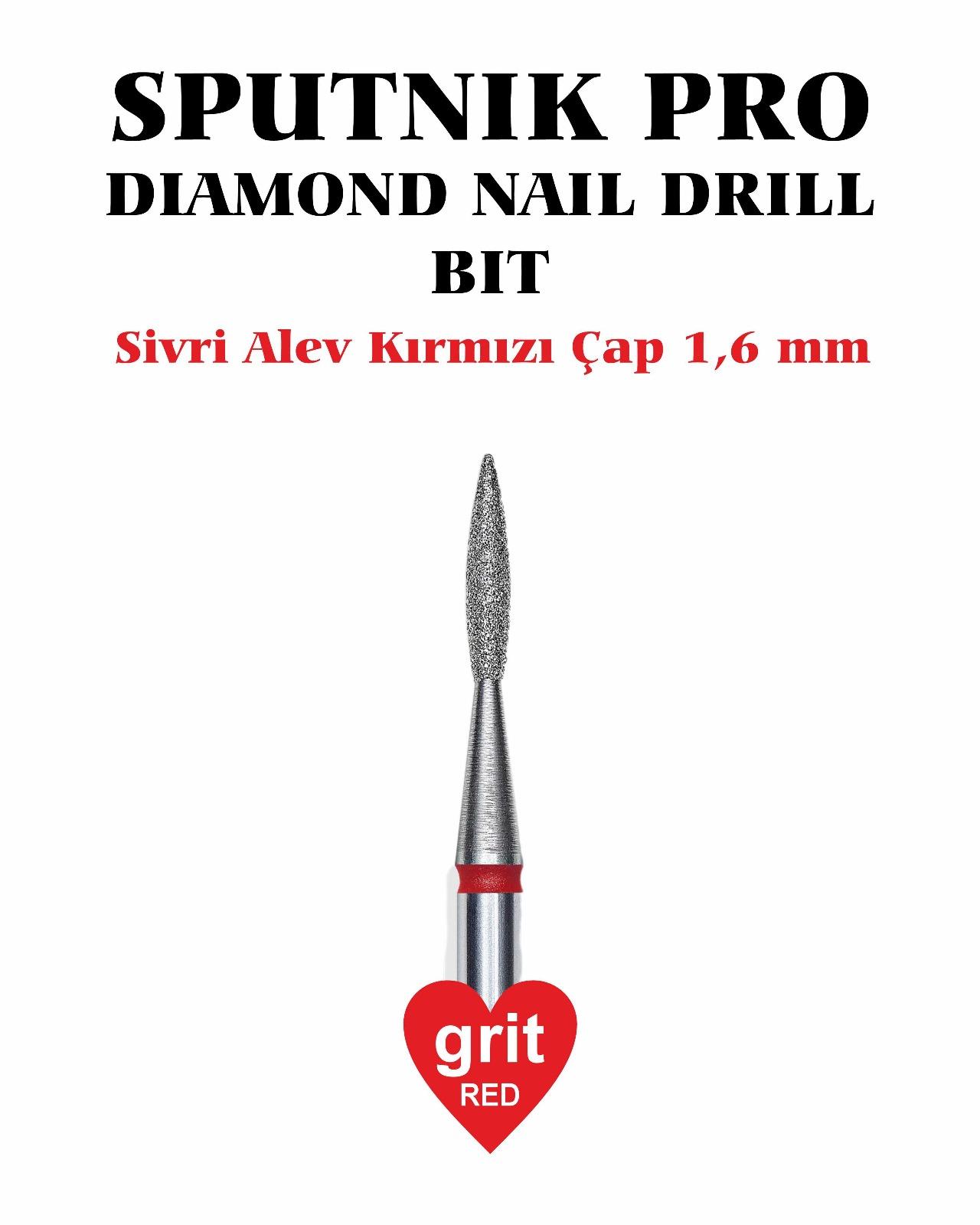 Elmas Sivri Alev Freze Kırmızı Çap 1,6mm