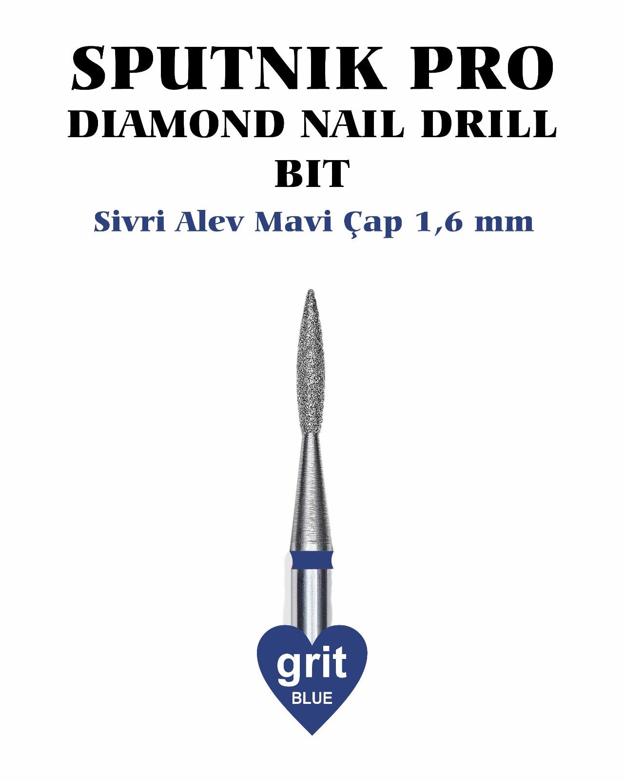 Elmas Sivri Alev Freze Mavi Çap 1,6mm