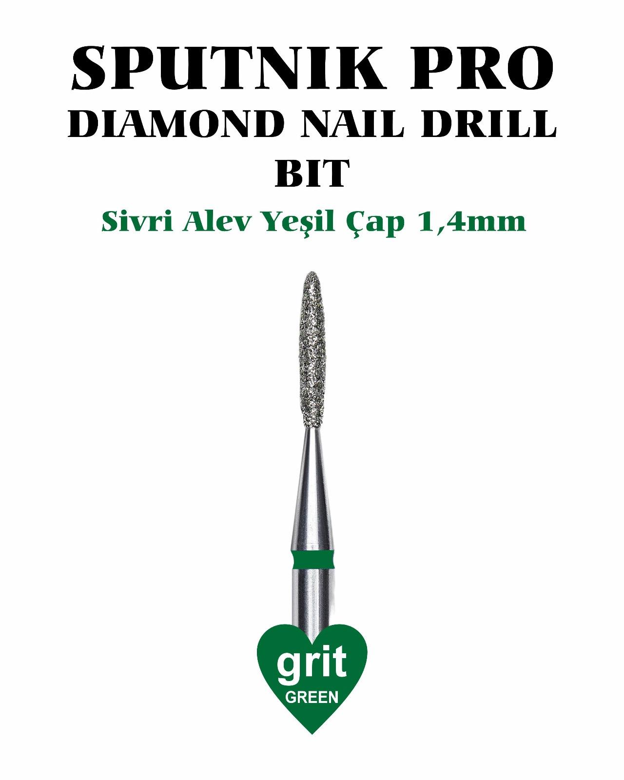 Elmas Sivri Alev Freze Yeşil Çap 1,4mm