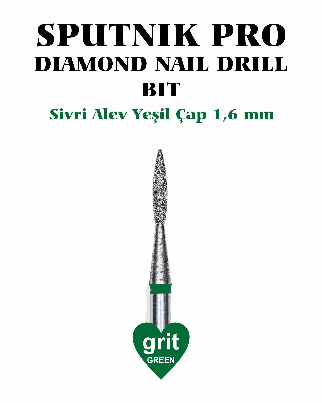 Elmas Sivri Alev Freze Yeşil Çap1,6mm