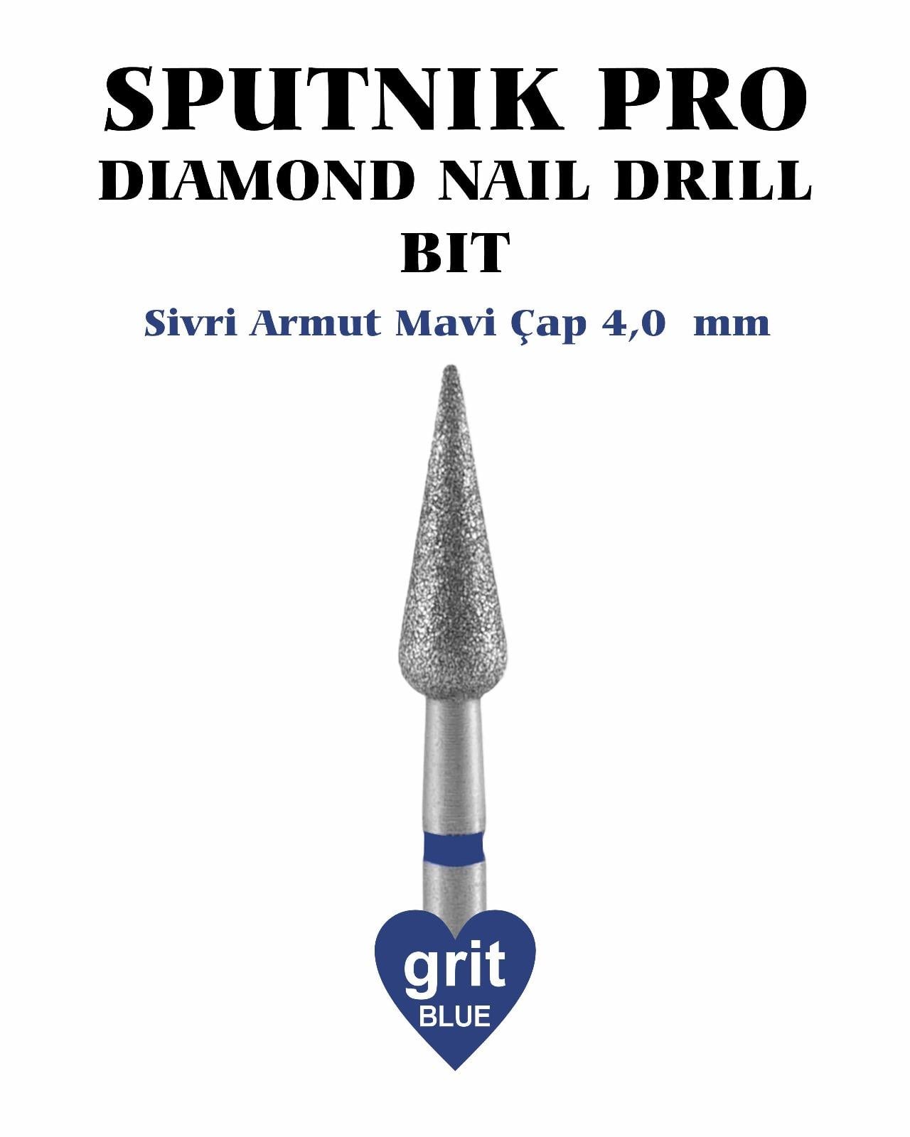 Elmas Sivri Armut Freze Mavi Çap 4,0mm