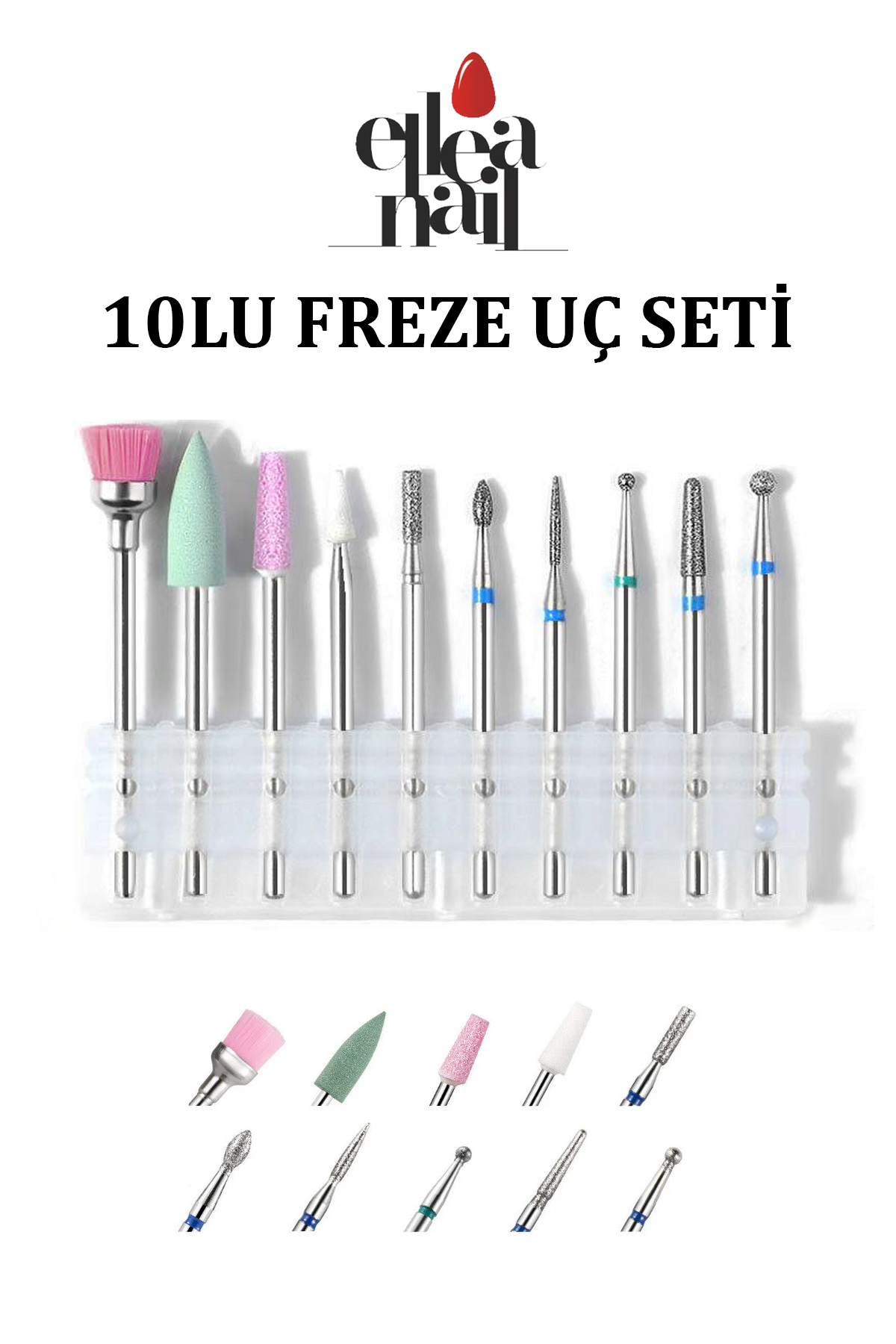 Freze Ucu Seti, Manikür Pedikür Freze Ucu 10'lu Kutulu Set