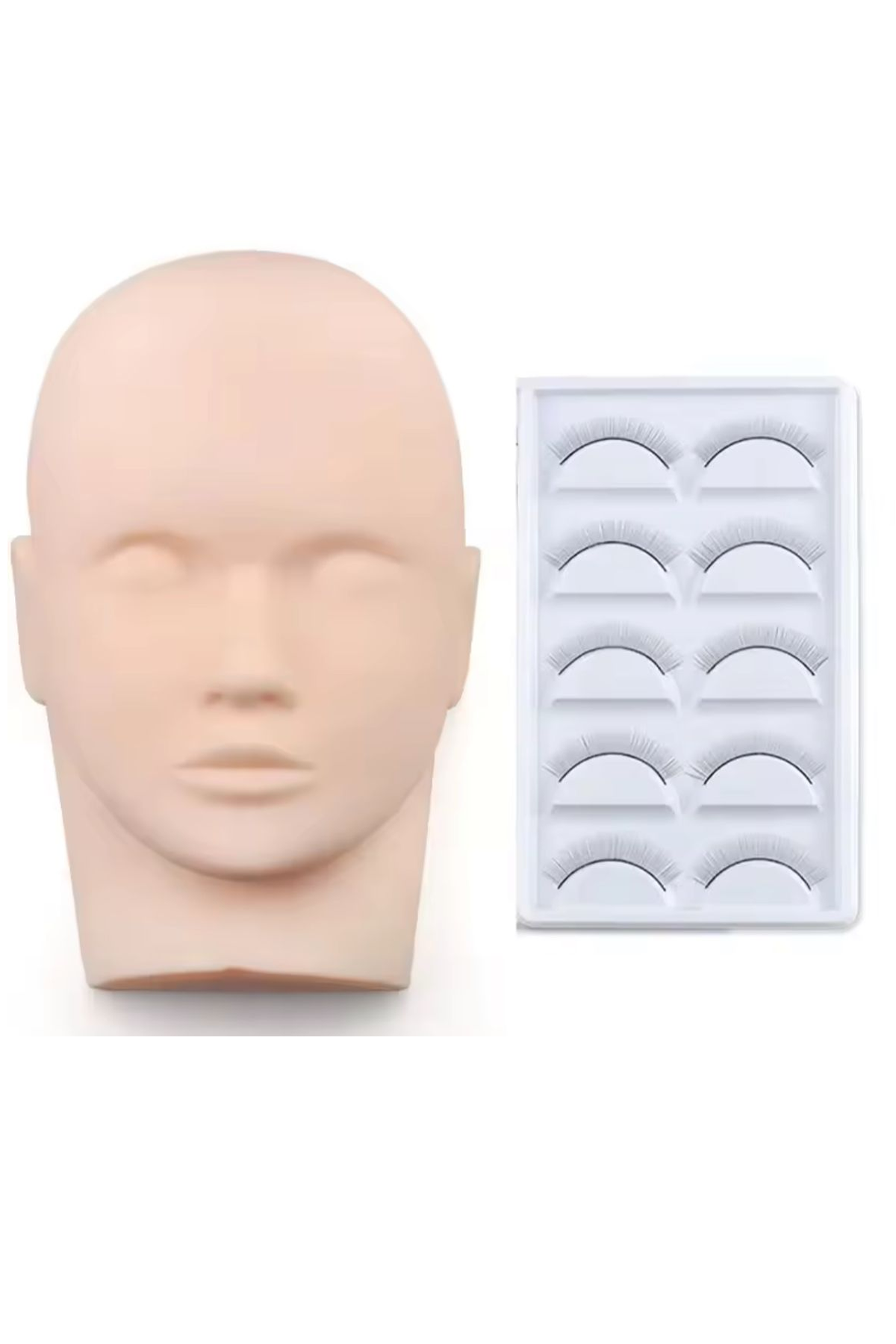 İpek Kirpik Eğitim Mankeni ve 5 Çift Eğitim Kirpiği Seti