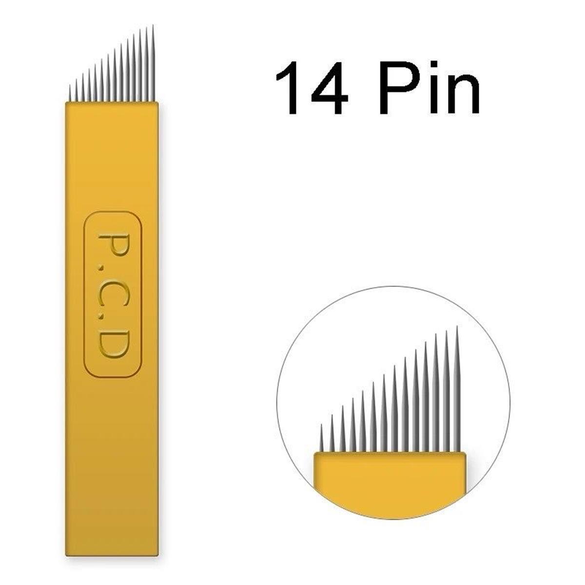 P.C.D 14 F Blade Gold Microblading İğnesi 50 Adet