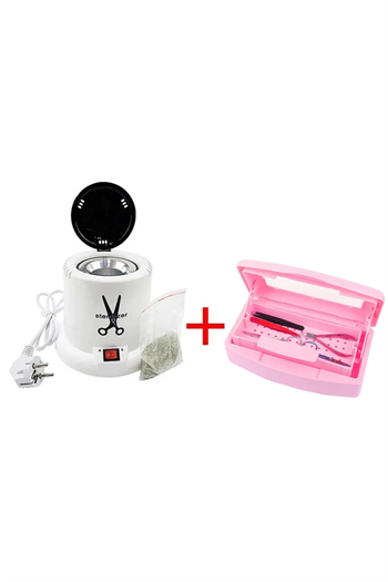 Ellea Nail 100 W Mini Sterilizasyon Makinesi Kuru Sistem Ve Asansörlü Steril Kutu Seti Pembe