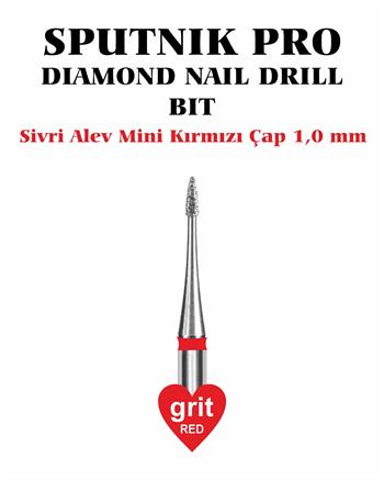 Elmas Sivri Alev Mini Freze Kırmızı Çap 1,0mm