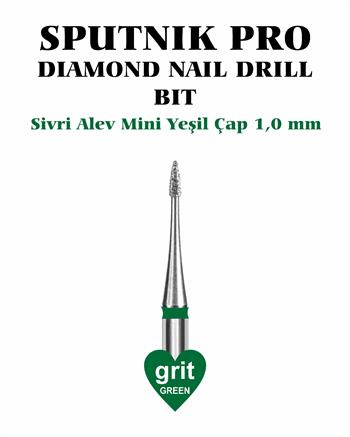 Elmas Sivri Alev Mini Freze Yeşil Çap 1,0mm