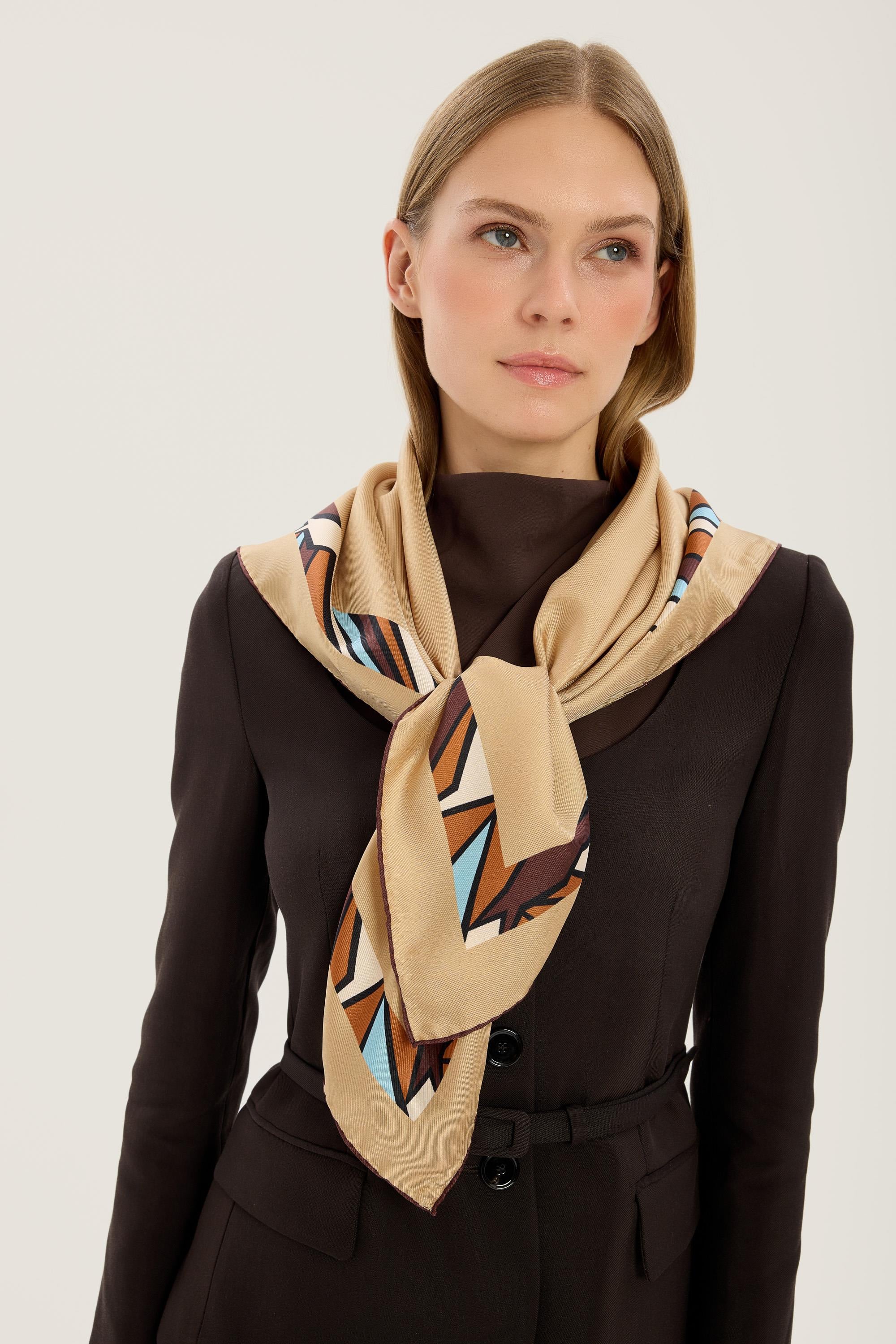 ADEN MULBERRY İPEK EŞARP 90*90 CM - CAMEL