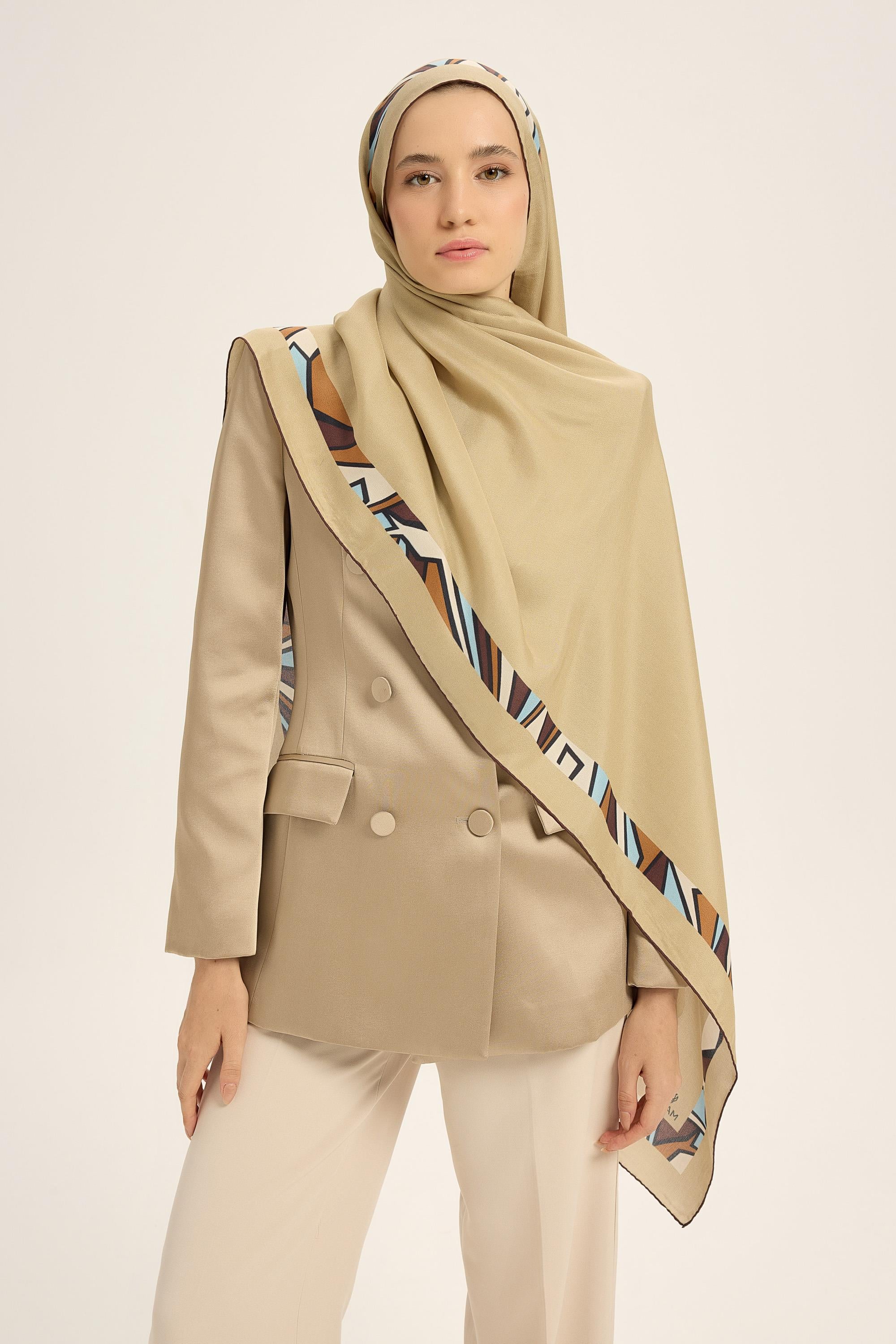 ADEN PAMUK İPEK ŞAL 70*190 CM - CAMEL