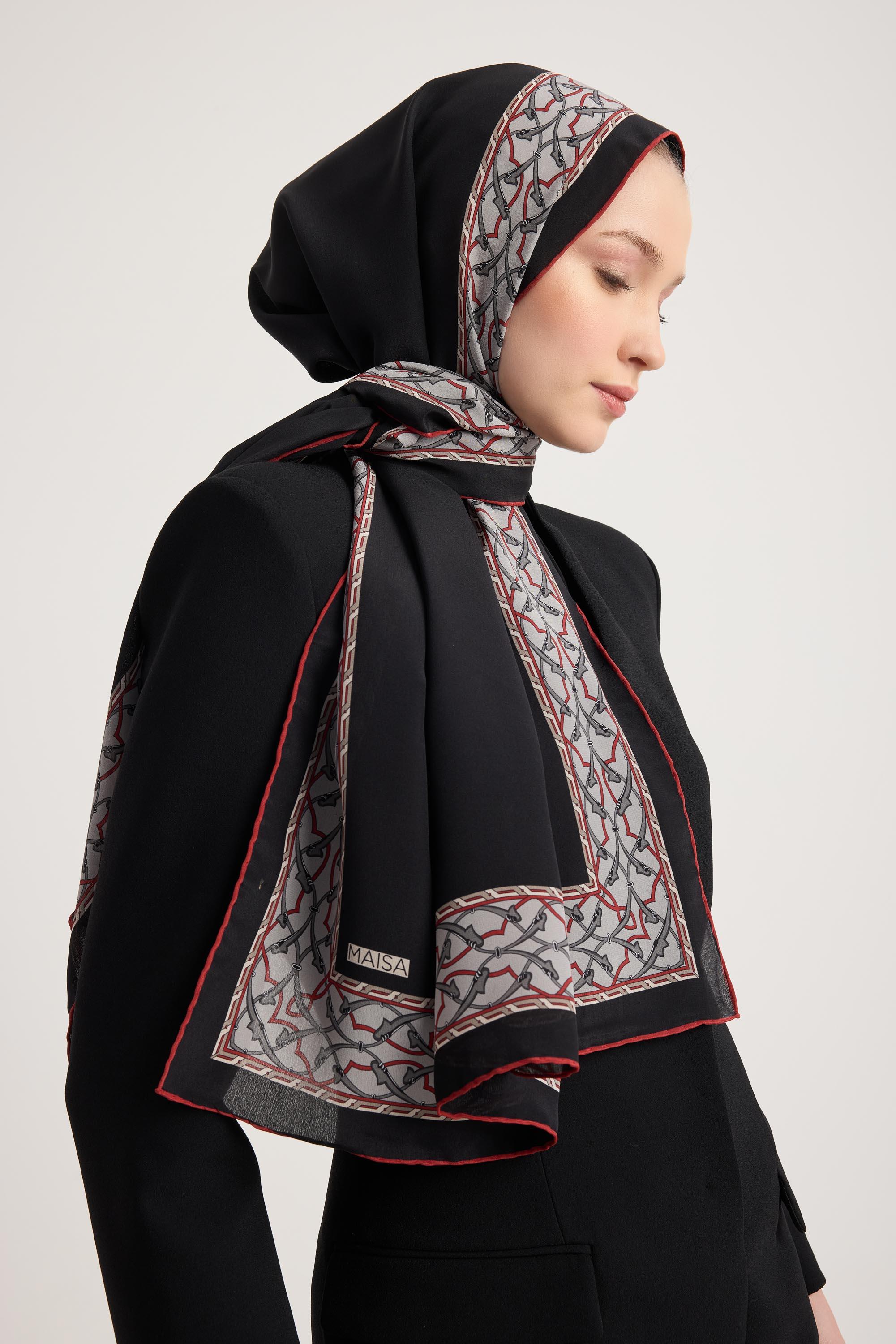 AHENK KREP İPEK ŞAL 70*190 CM - SİYAH