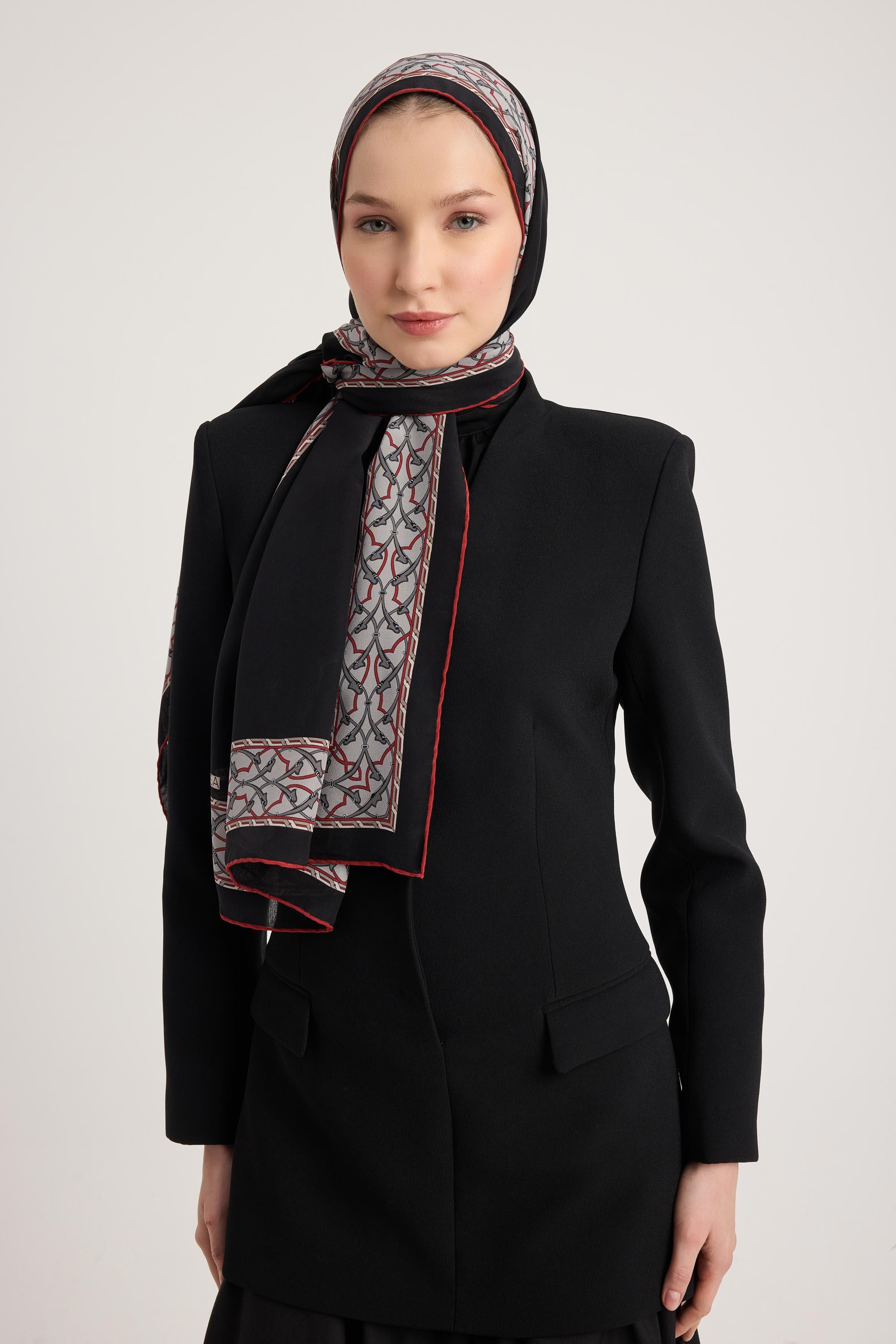 AHENK KREP İPEK ŞAL 70*190 CM - SİYAH
