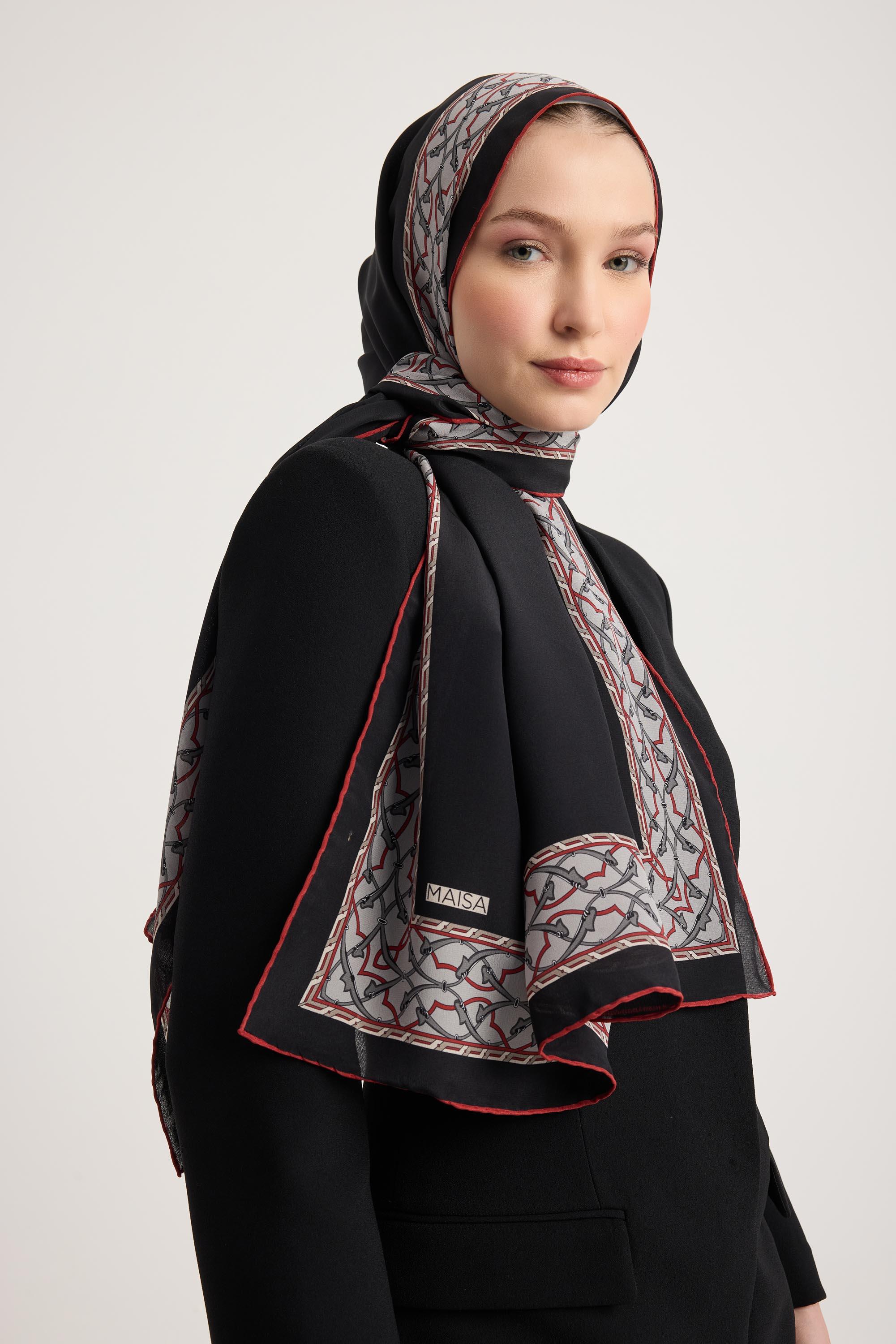 AHENK KREP İPEK ŞAL 70*190 CM - SİYAH
