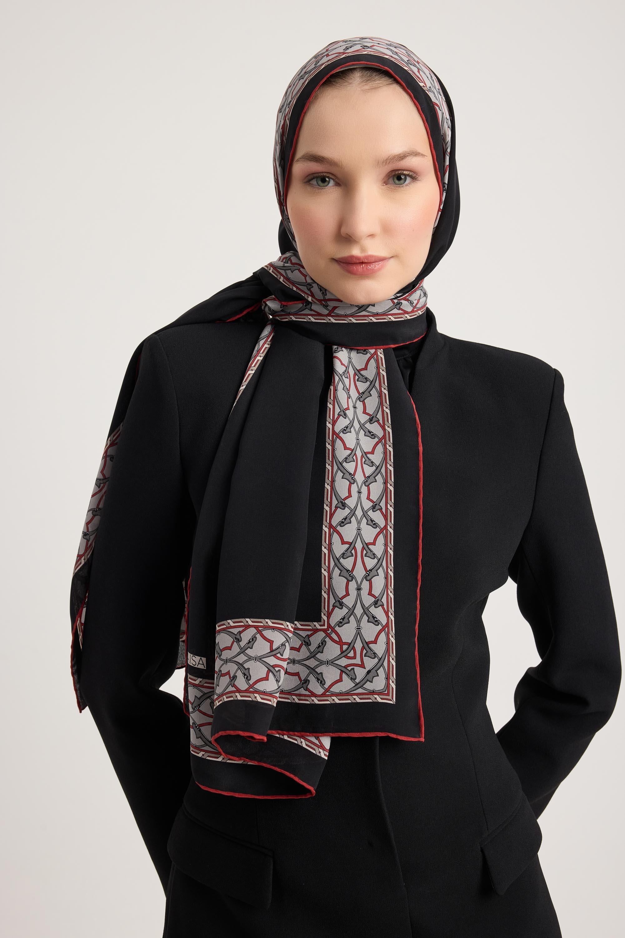 AHENK KREP İPEK ŞAL 70*190 CM - SİYAH