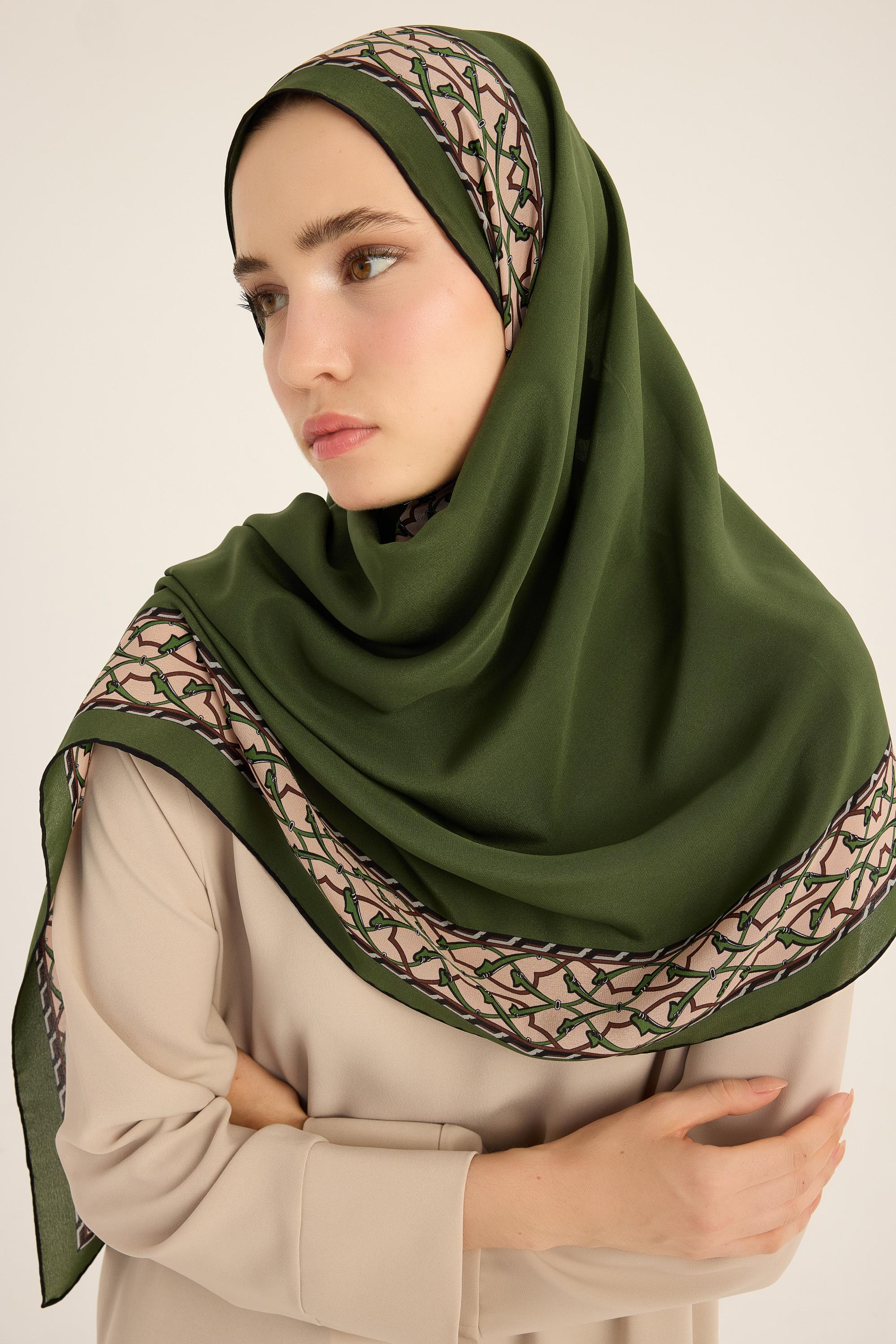 AHENK KREP İPEK ŞAL 70*190 CM - YEŞİL