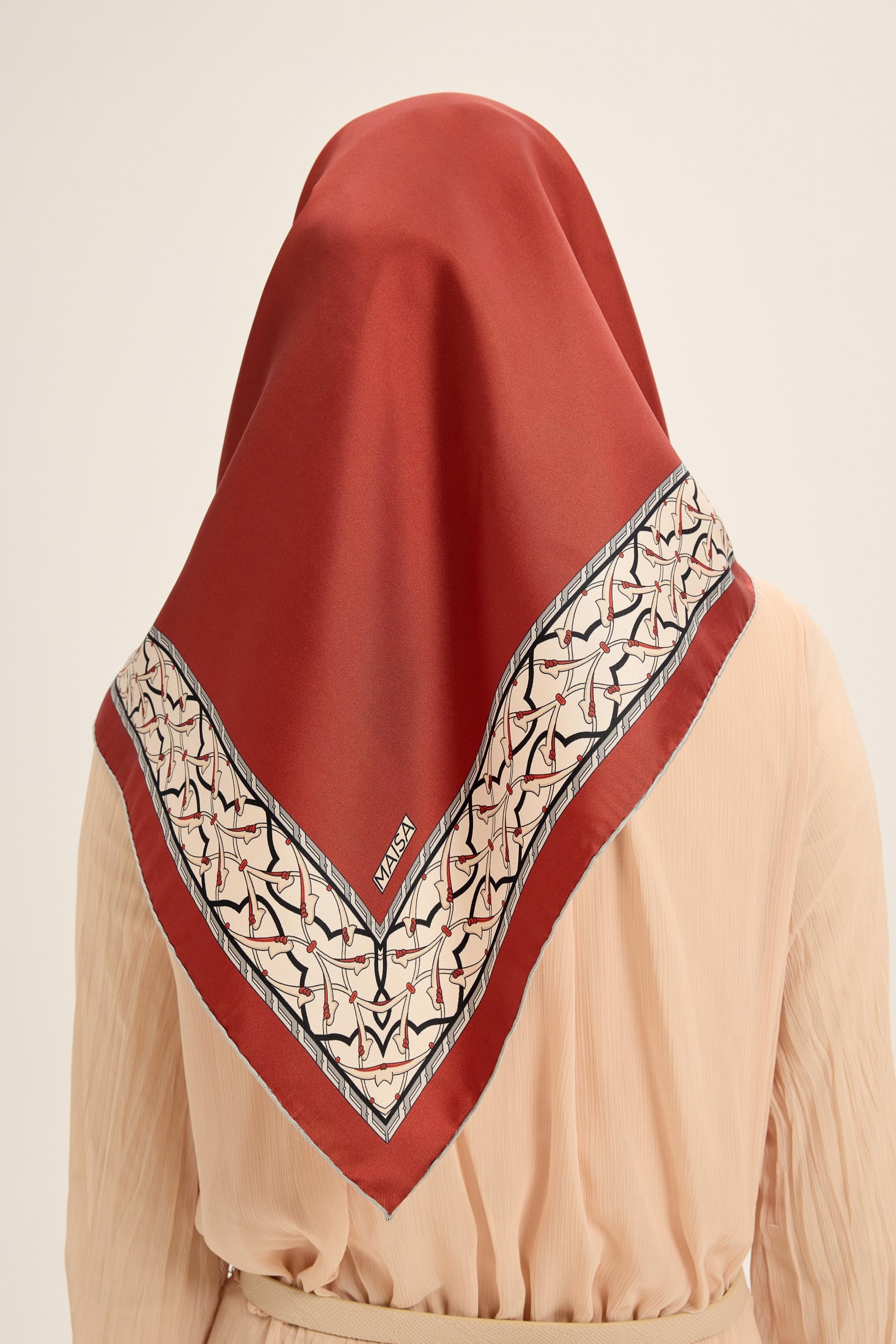 AHENK TİVİL İPEK EŞARP 90*90 CM - BORDO