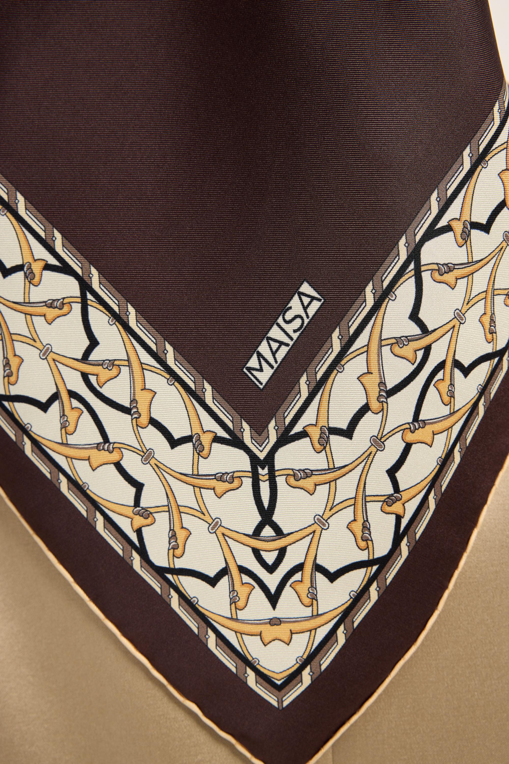 AHENK TİVİL İPEK EŞARP 90*90 CM - KAHVERENGİ