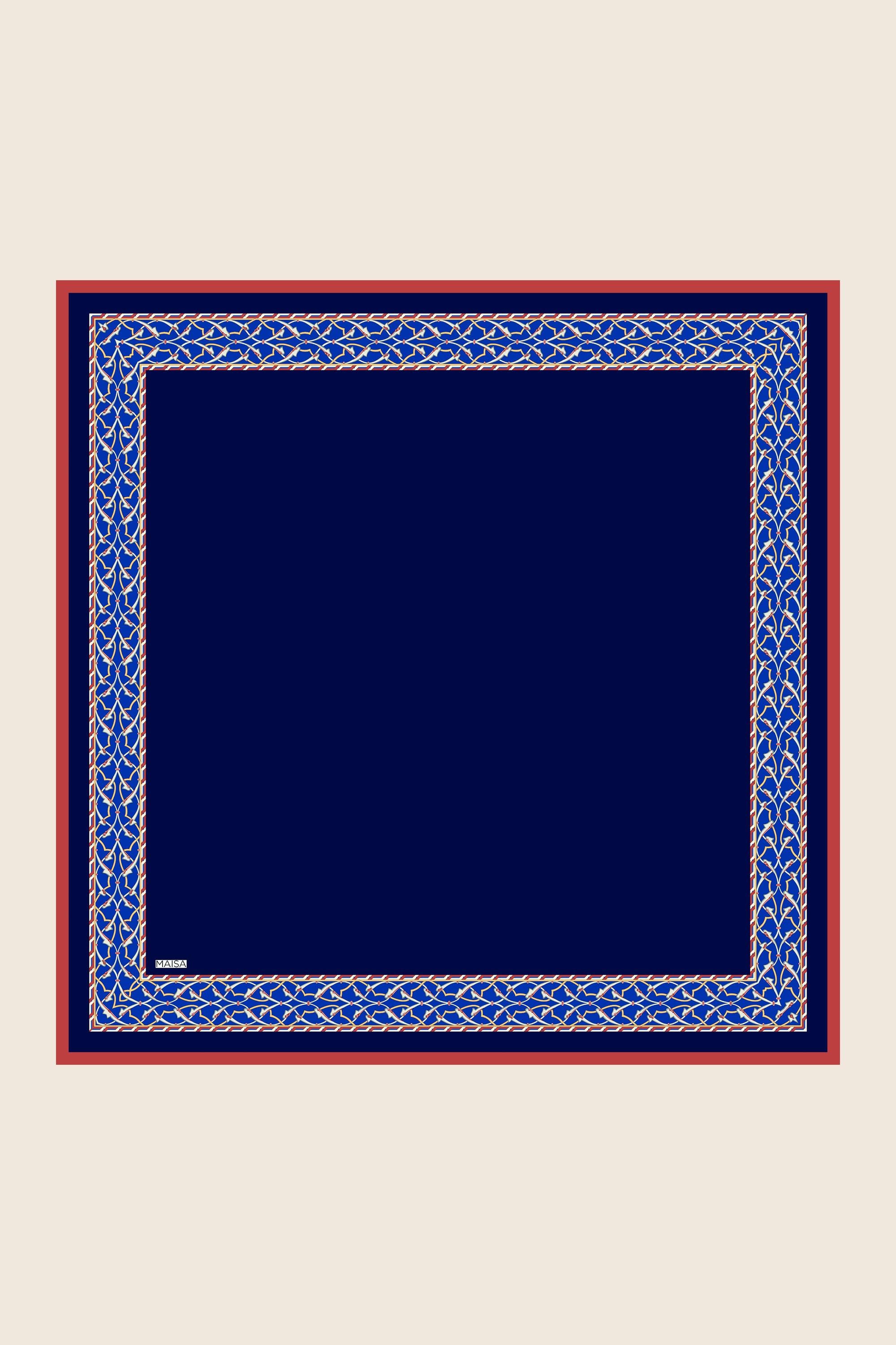 AHENK TİVİL İPEK EŞARP 90*90 CM - KOYU MAVİ