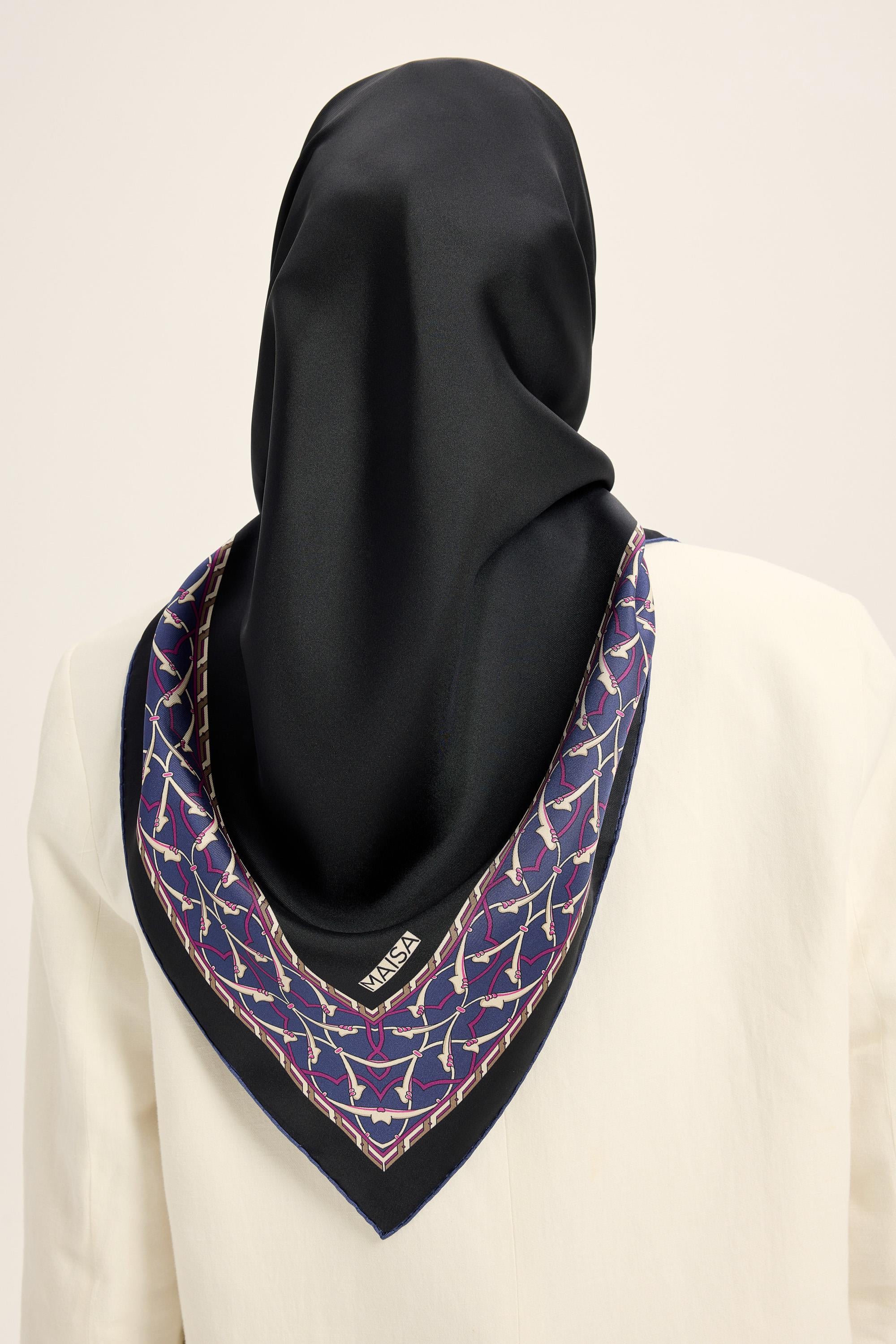 AHENK TİVİL İPEK EŞARP 90*90 CM - LACİVERT