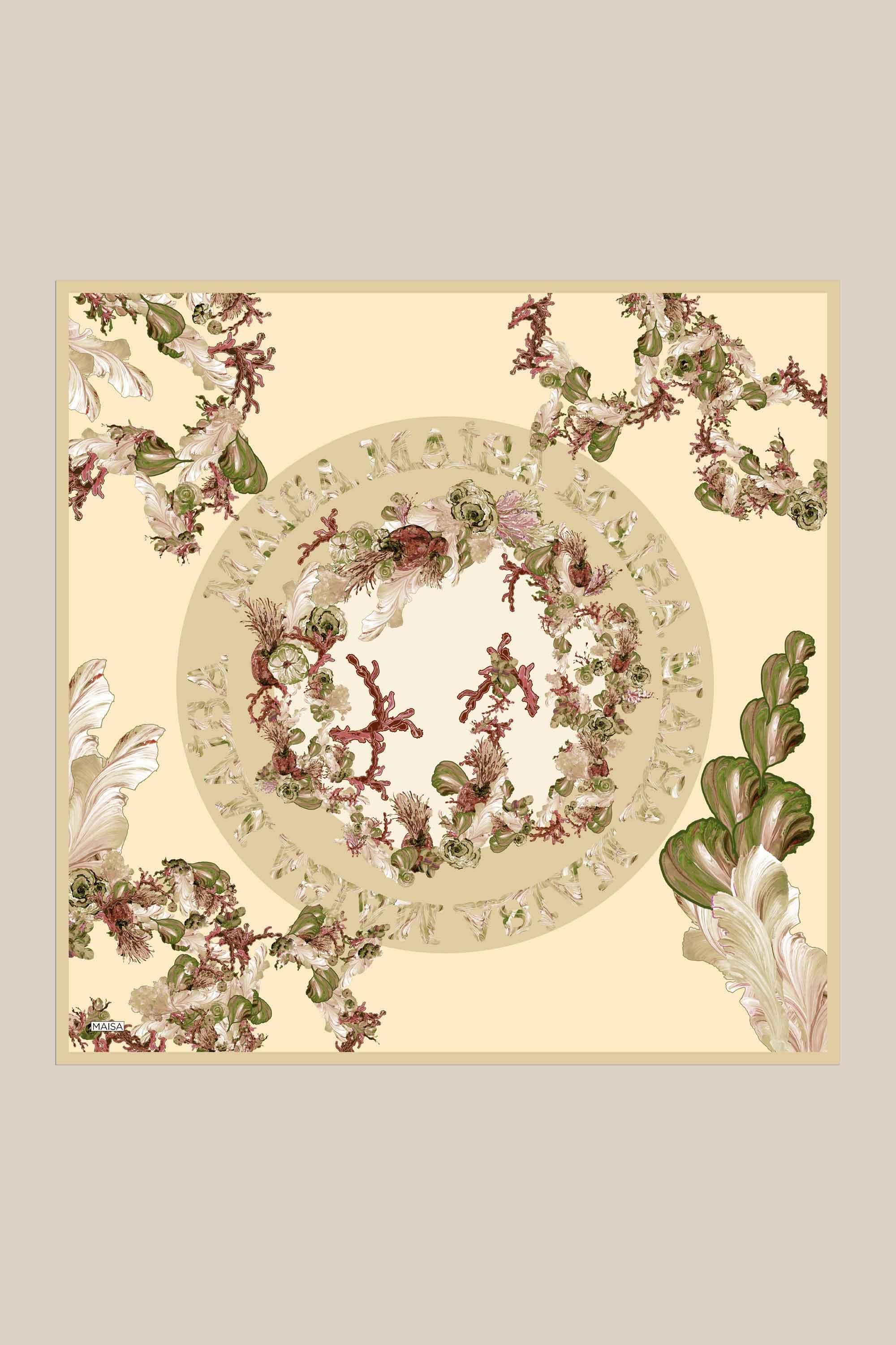 AHU TİVİL İPEK EŞARP 90*90 CM - KREM